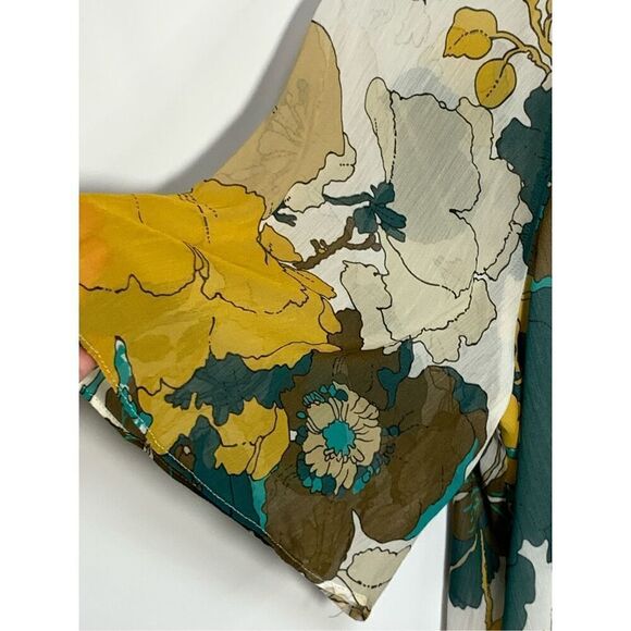 Katherine Barclay Women's Flared Sleeve Lined Floral Blouse Multicolor Medium - Picture 3 of 9